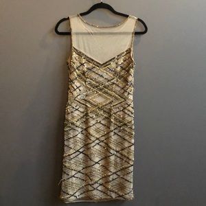 Sequin + Beaded Dress: Gold, Bronze